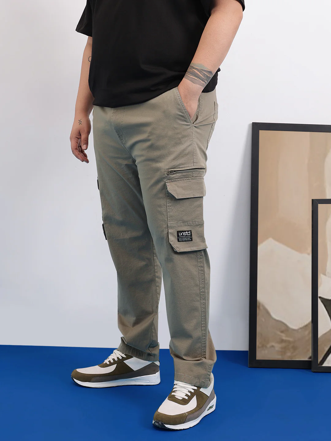 6 Pocket Zipper Cotton Stretch Plus Size Cargo - Image 10