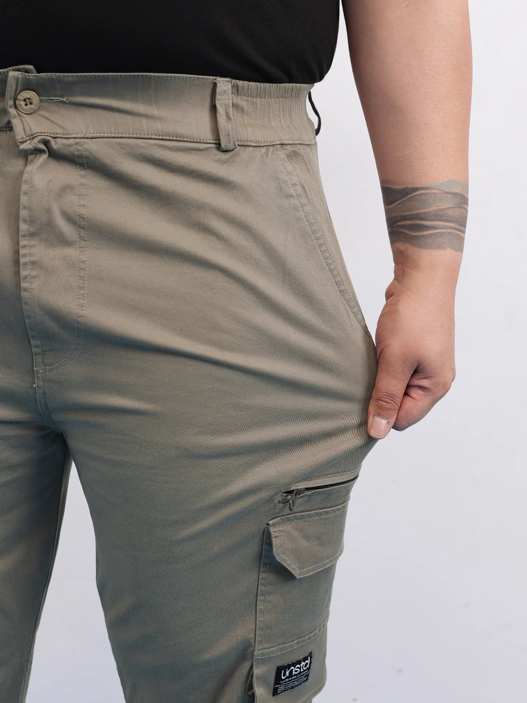6 Pocket Zipper Cotton Stretch Plus Size Cargo - Image 13