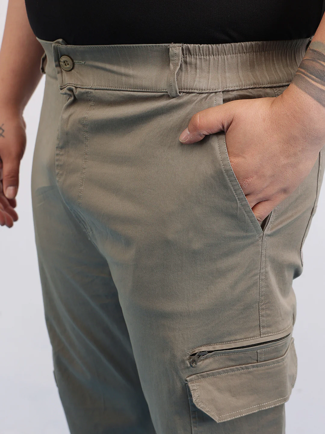 6 Pocket Zipper Cotton Stretch Plus Size Cargo - Image 14