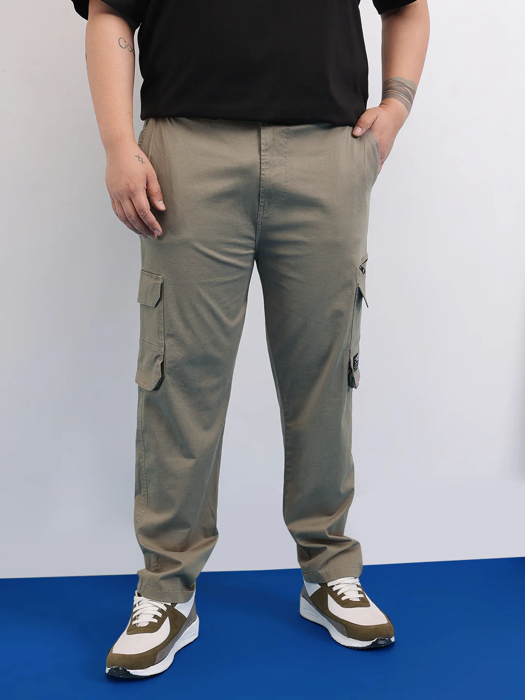 6 Pocket Zipper Cotton Stretch Plus Size Cargo - Image 17