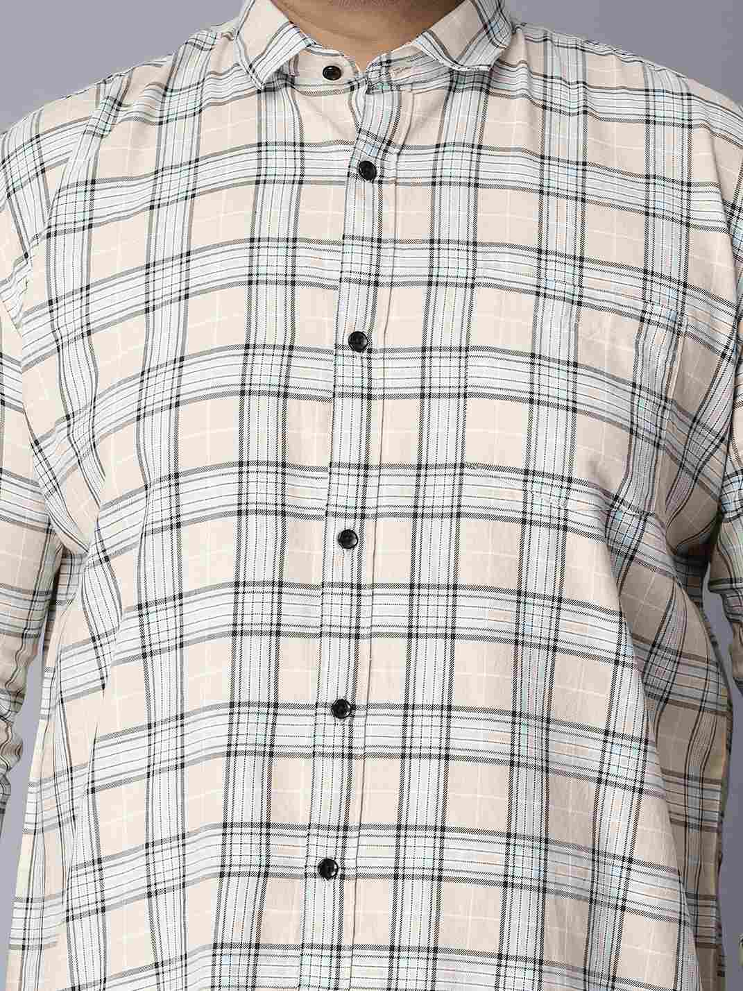 Beige Checkered Plus Size Shirt - Image 3