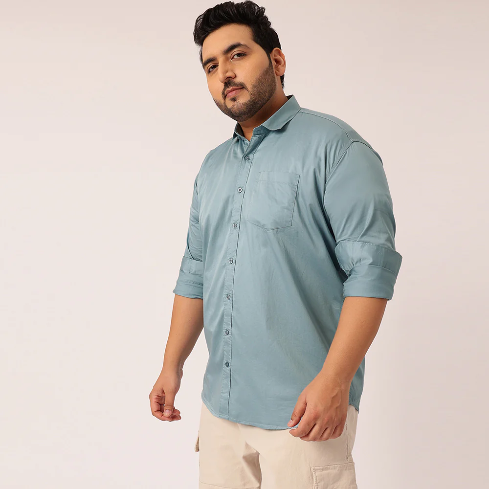 Bermuda Grey Satin Cotton Shirt - Image 3