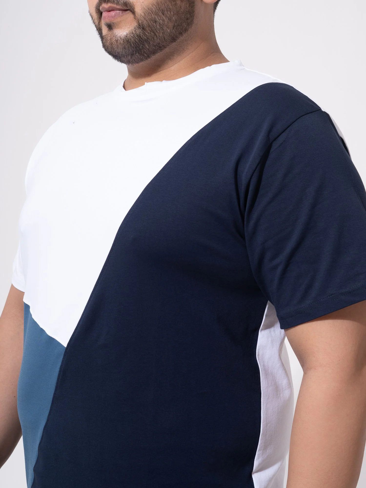 White Navy Airforce Colourblock Plus Size T-shirt - Image 3