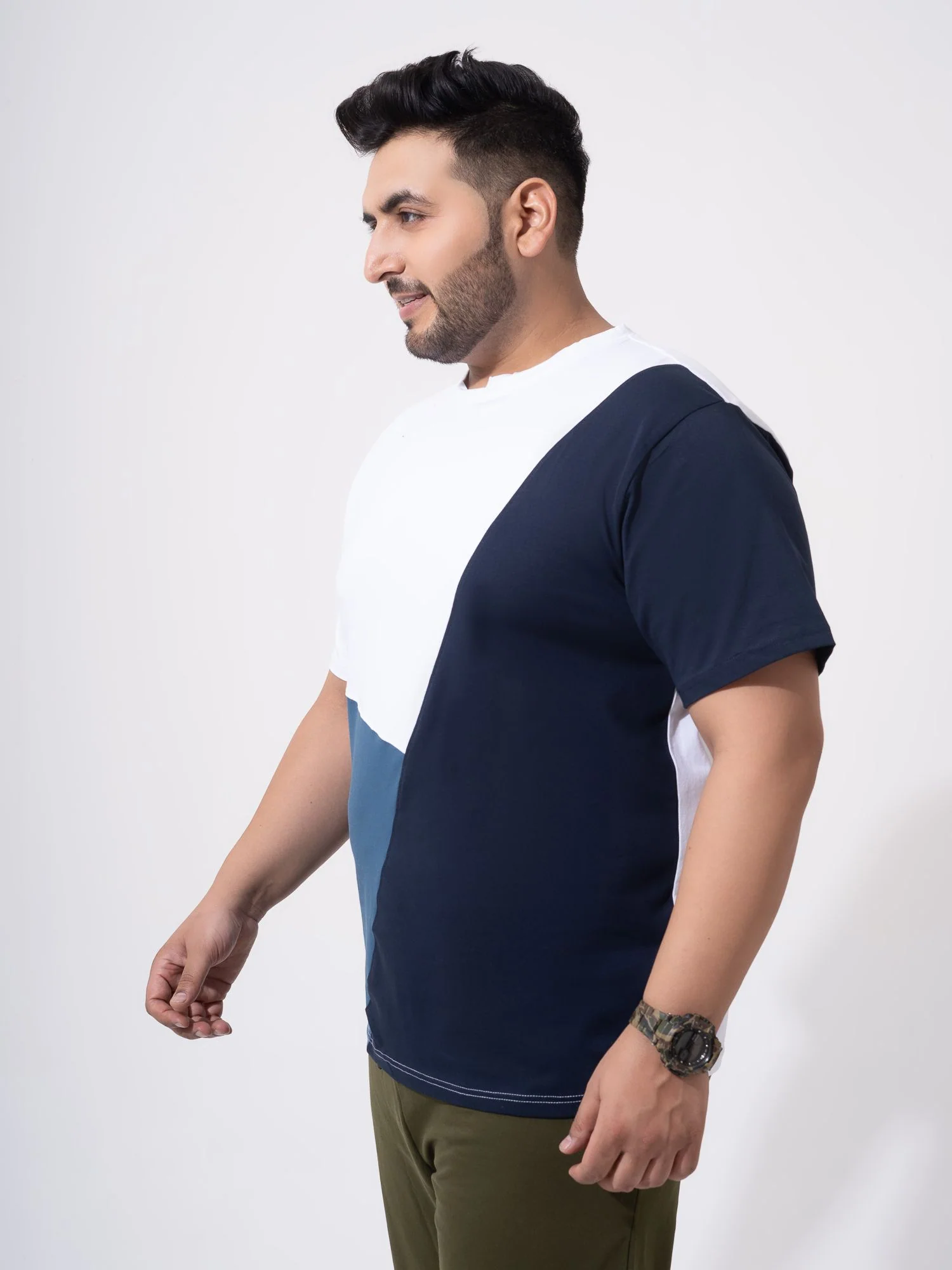White Navy Airforce Colourblock Plus Size T-shirt - Image 4