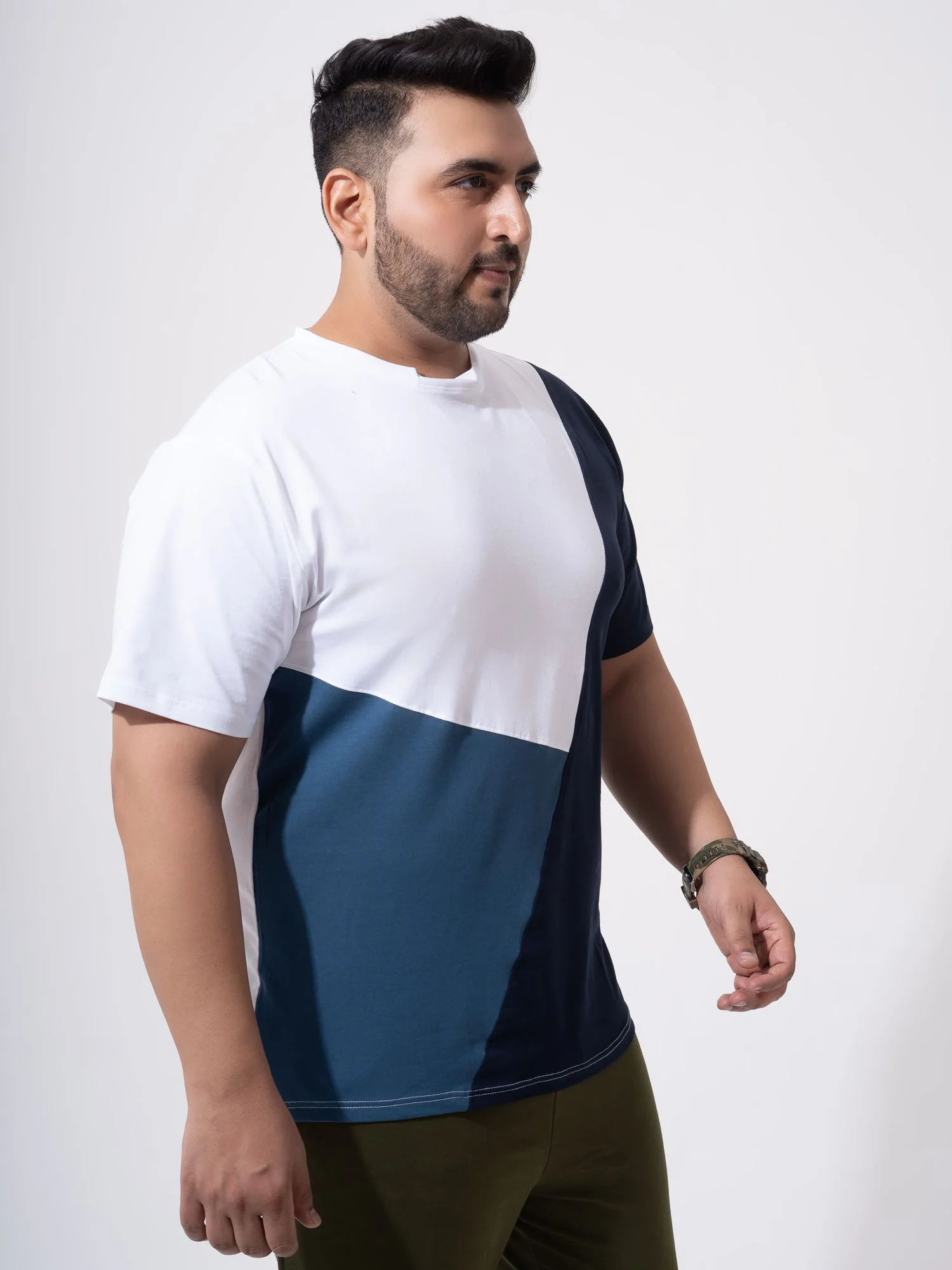 White Navy Airforce Colourblock Plus Size T-shirt - Image 5