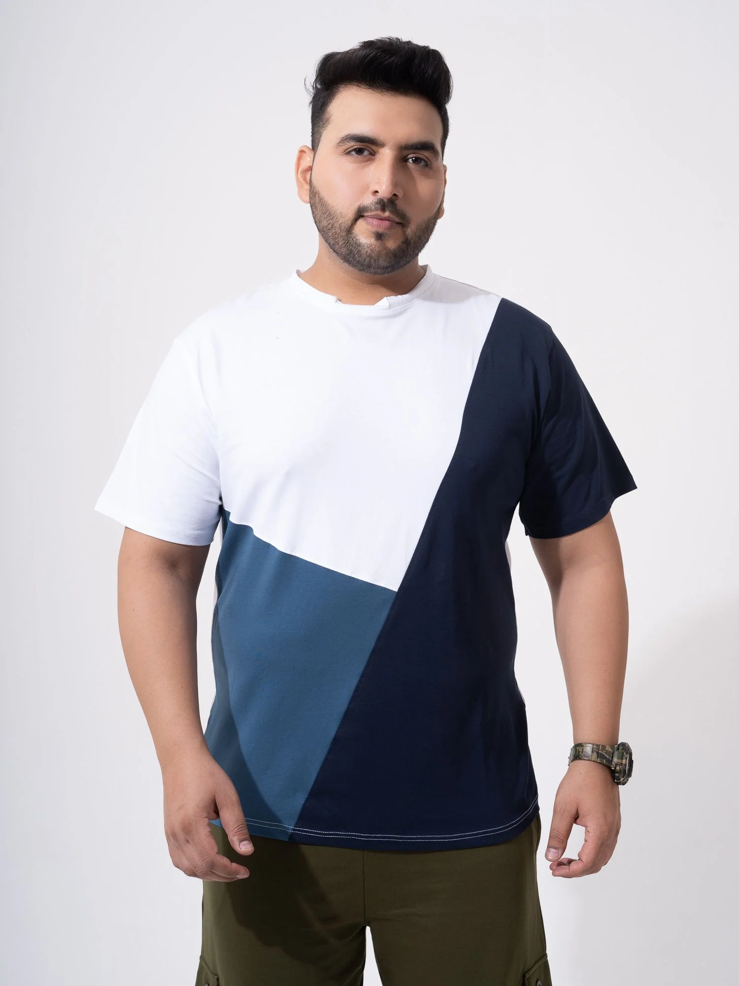 White Navy Airforce Colourblock Plus Size T-shirt - Image 7