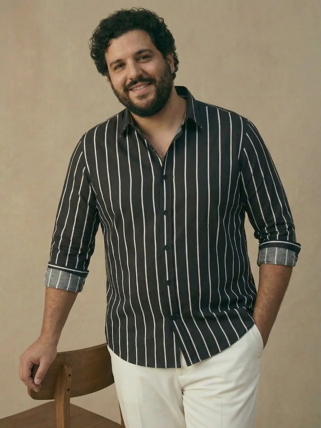 Black and White Stripe Plus Size Shirt