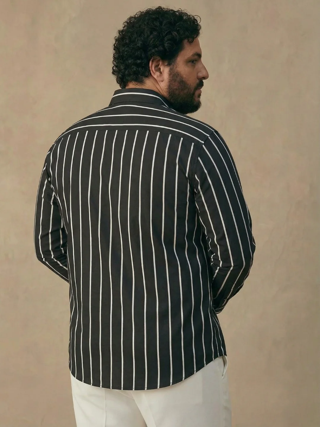 Black and White Stripe Plus Size Shirt - Image 5