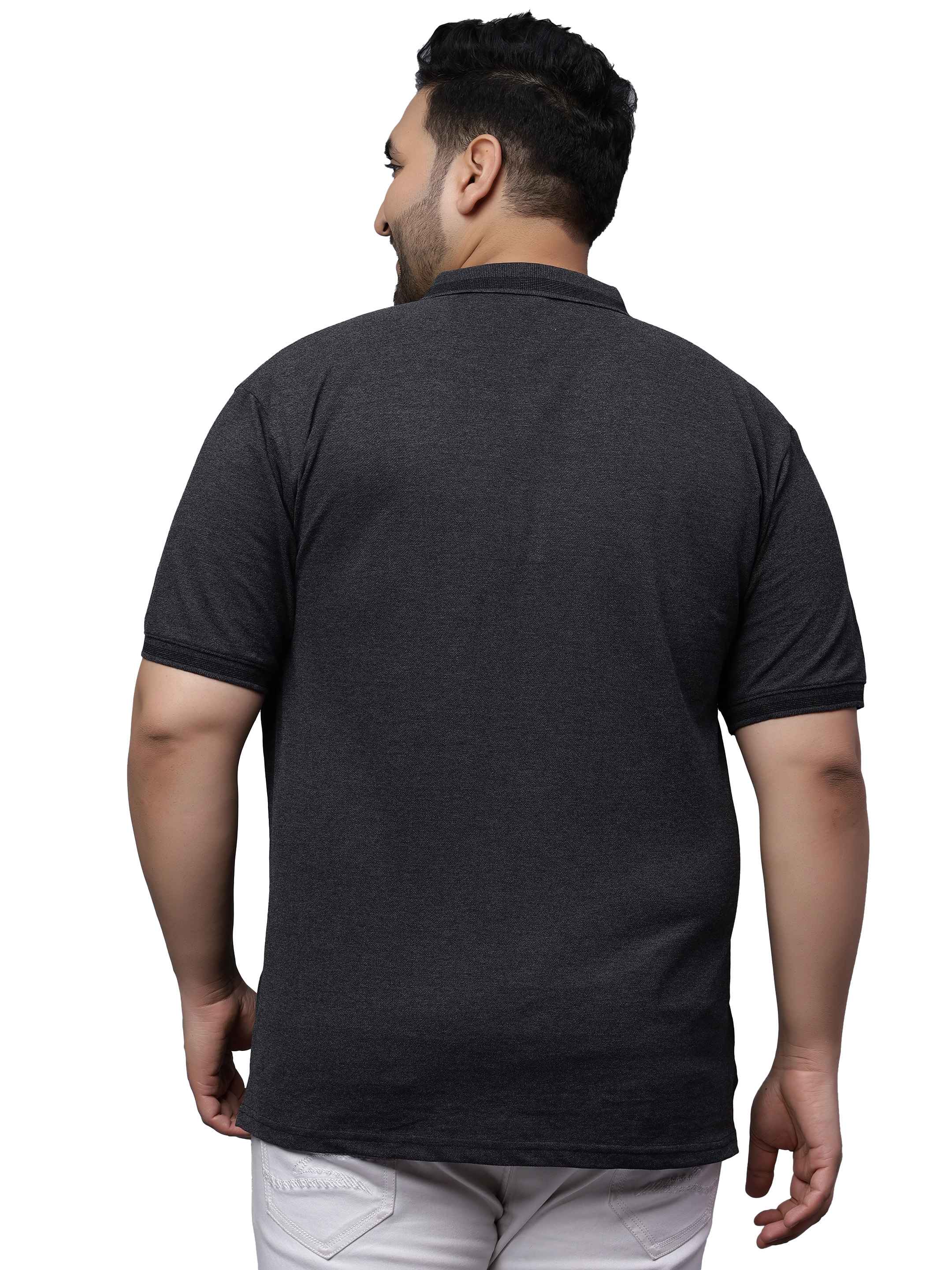 Black Melange Plus Size Polo T-shirt - Image 3