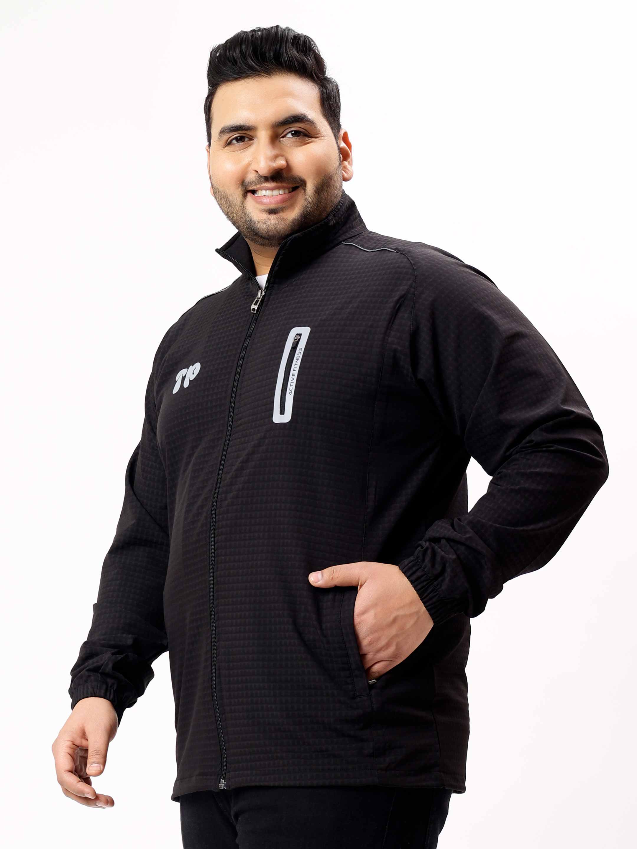Premium Textured Plus Size Sports Jacket - Image 5