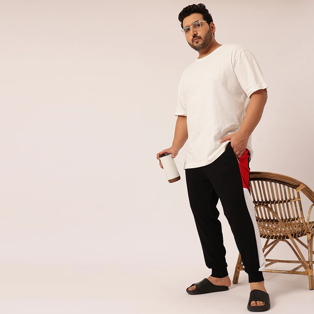 Airforce Red Colour Block Joggers - Image 6