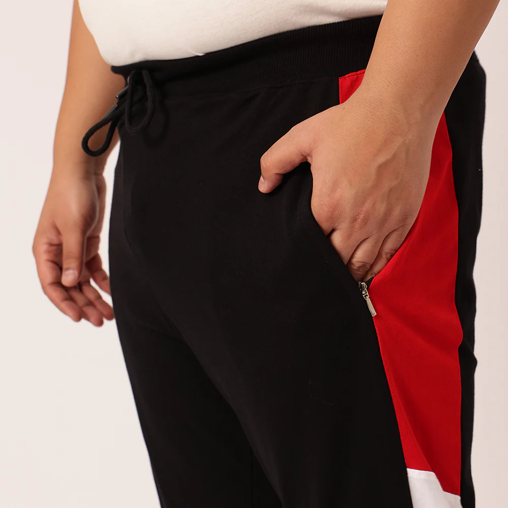 Airforce Red Colour Block Joggers - Image 9