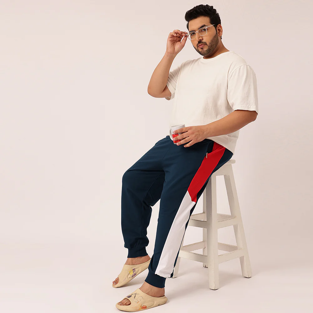 Airforce Red Colour Block Joggers - Image 2