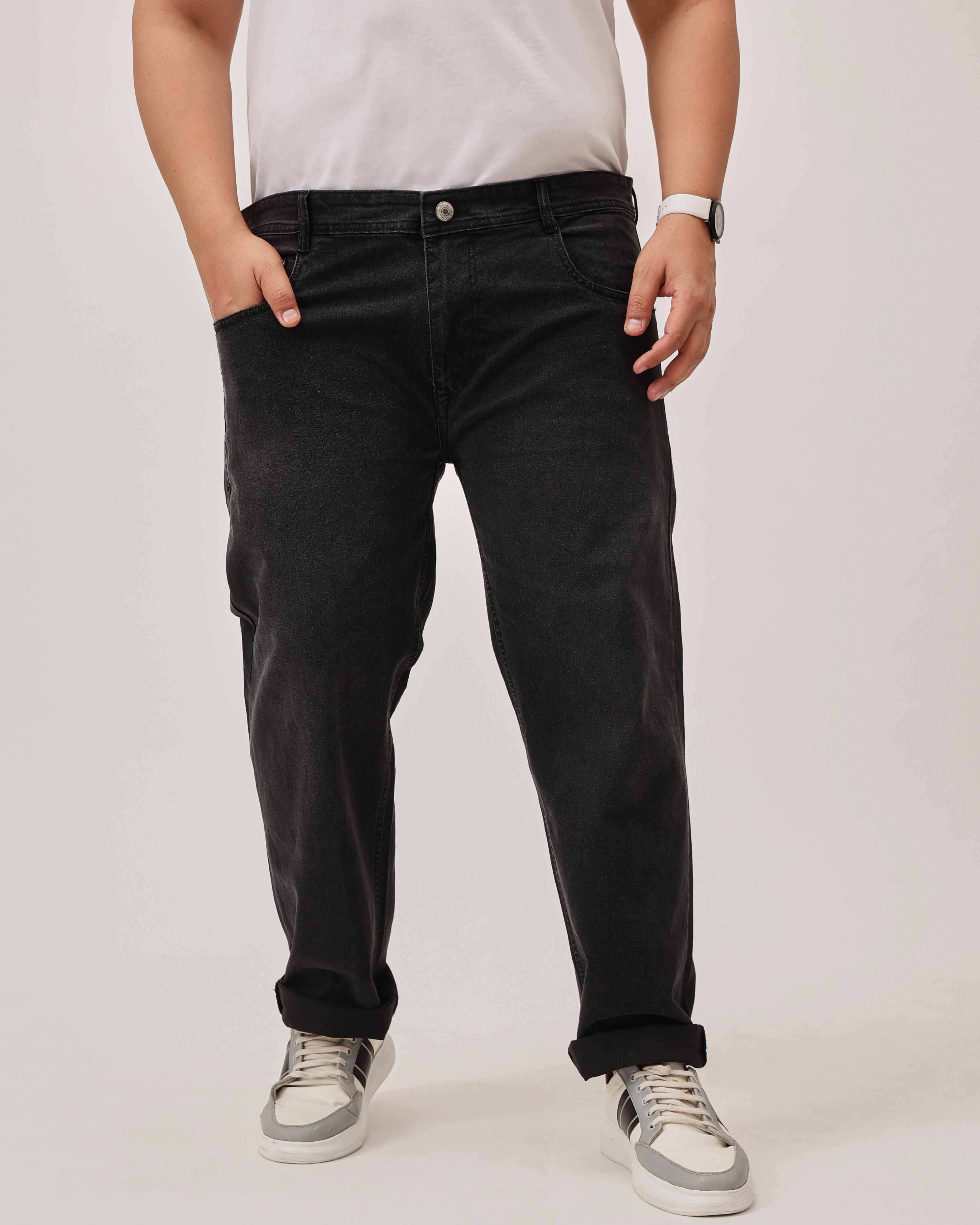 Black Strectable Cotton Plus Size Jeans - Image 3