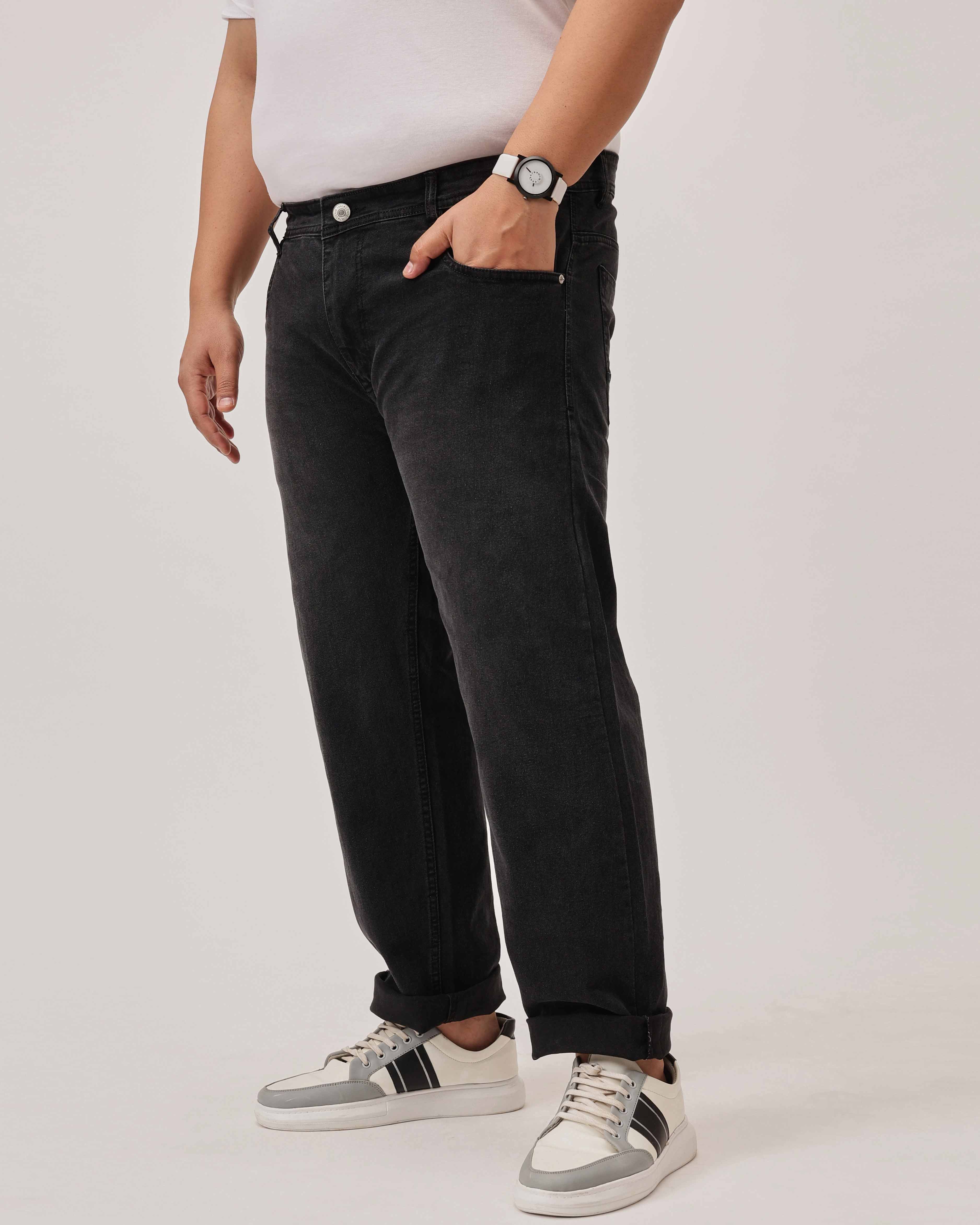 Black Strectable Cotton Plus Size Jeans - Image 4