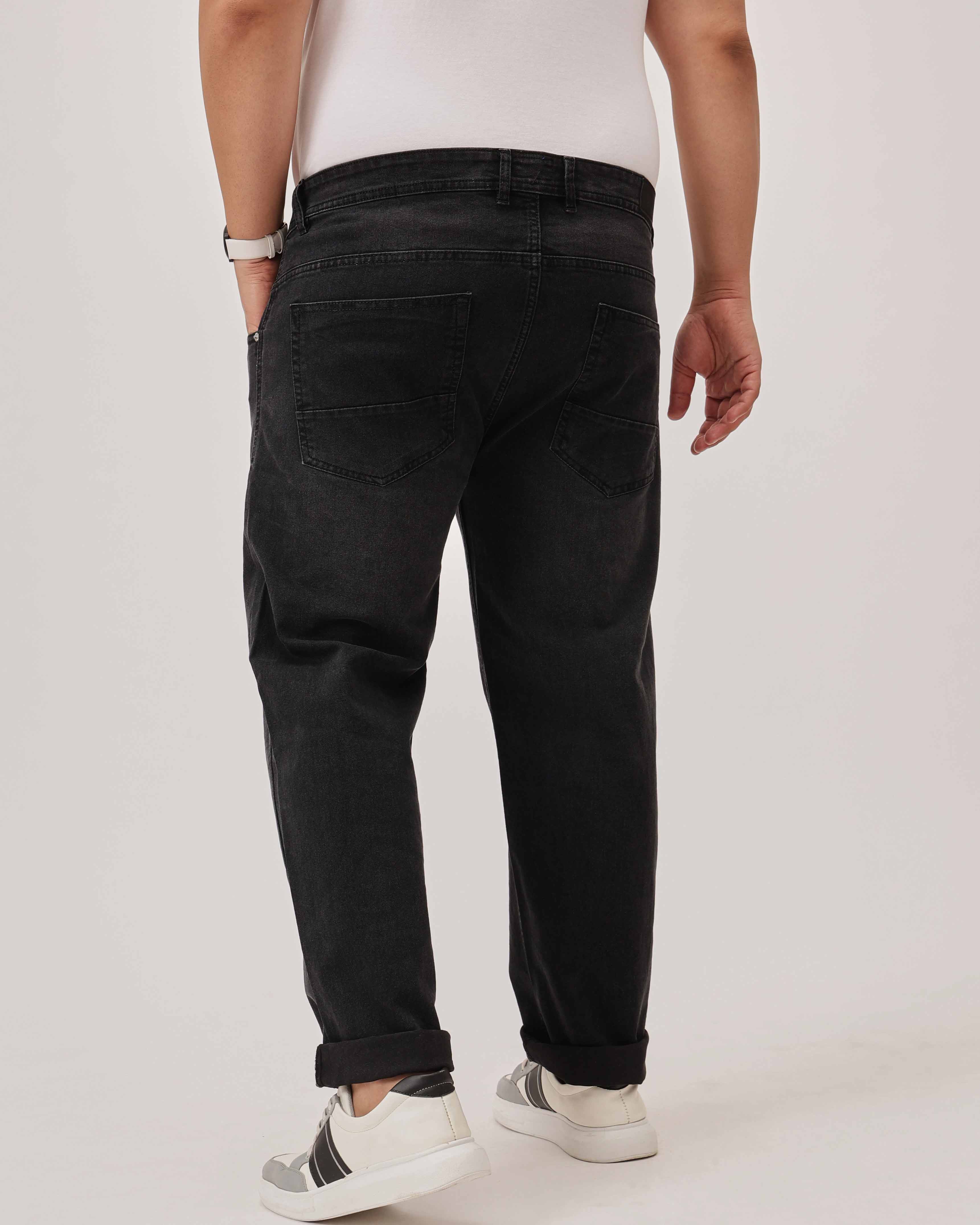 Black Strectable Cotton Plus Size Jeans - Image 6