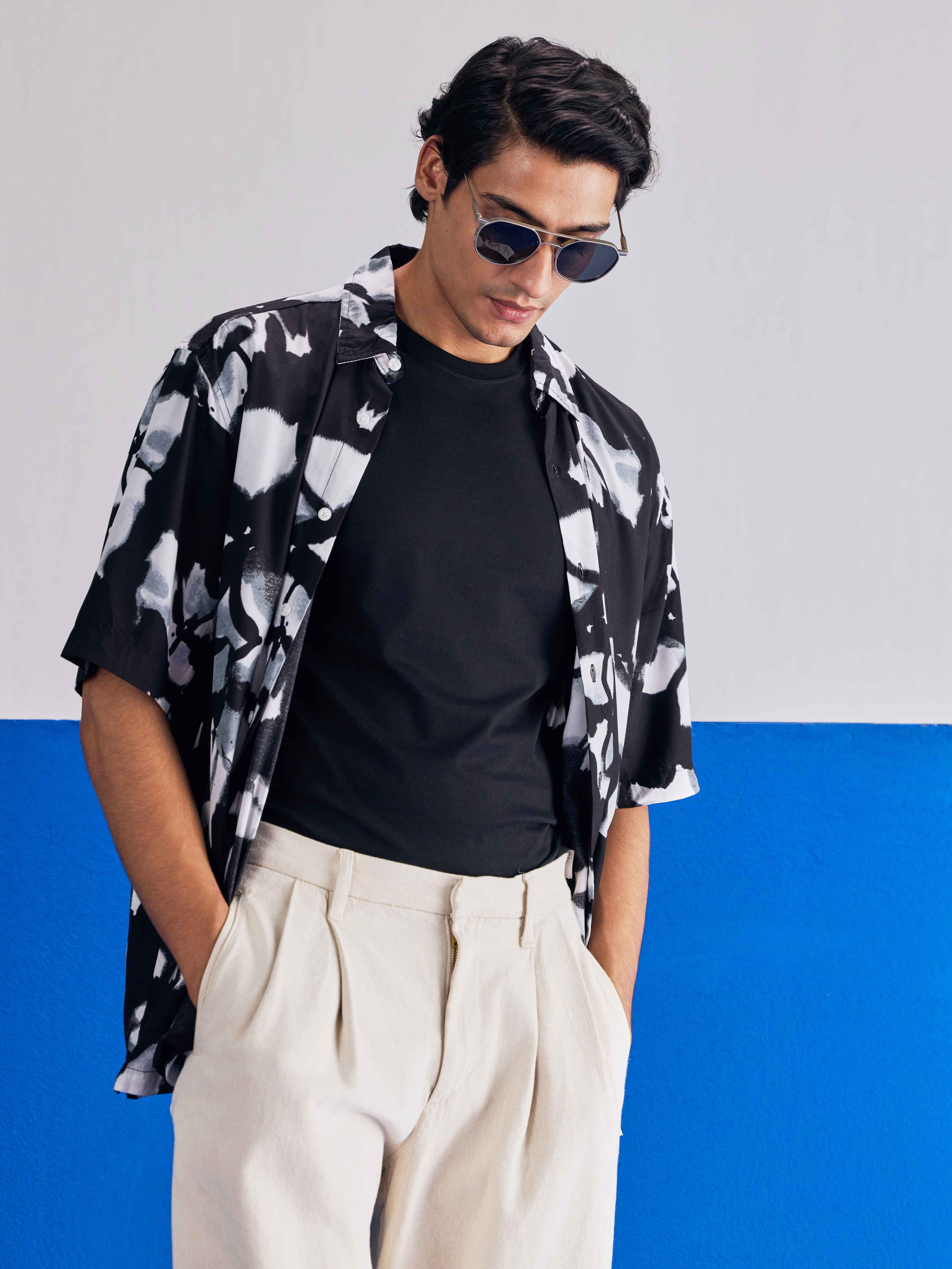 Black summer Printed Half Sleeve Plus Size Shirt - Image 2