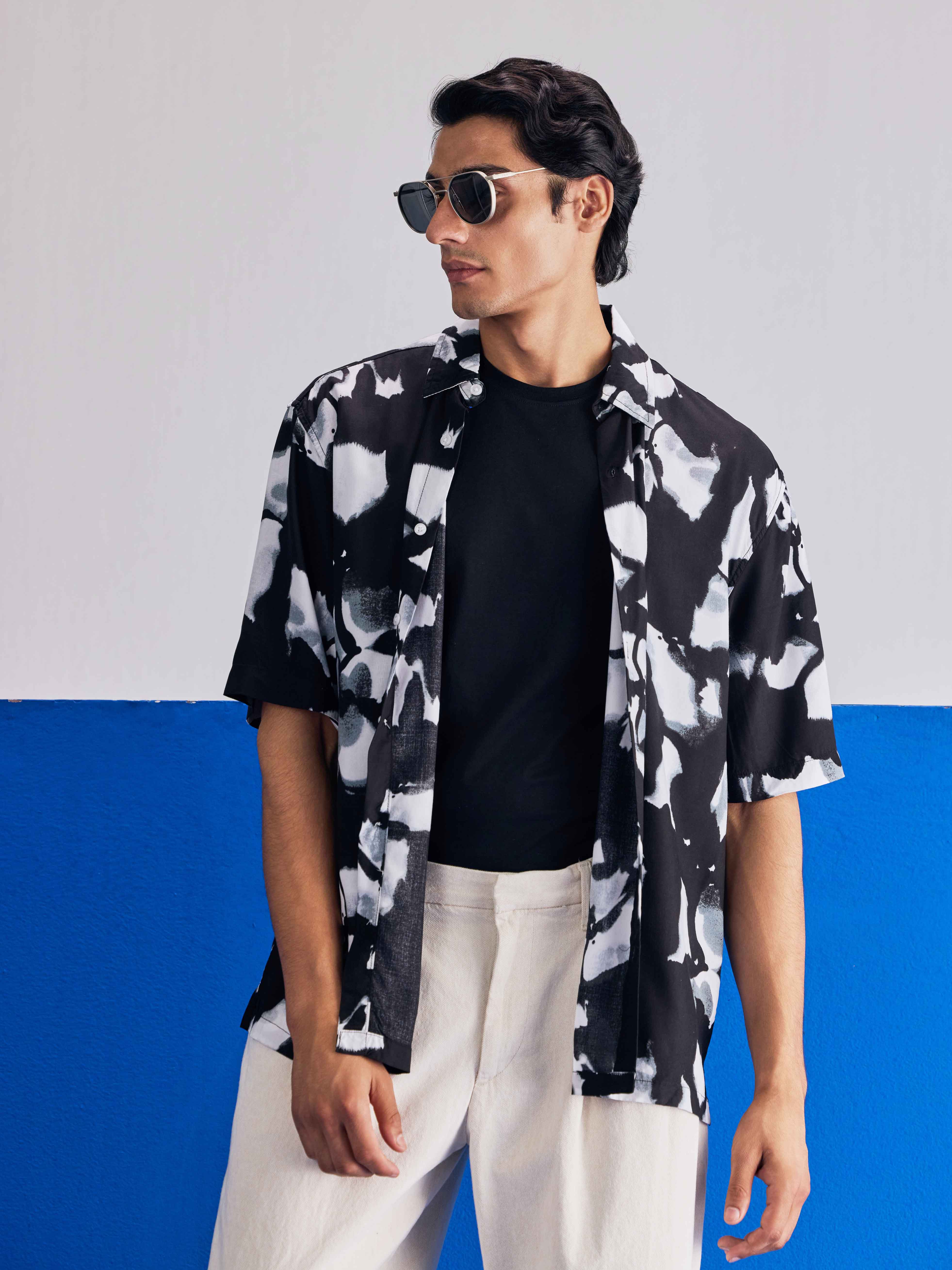 Black summer Printed Half Sleeve Plus Size Shirt - Image 5