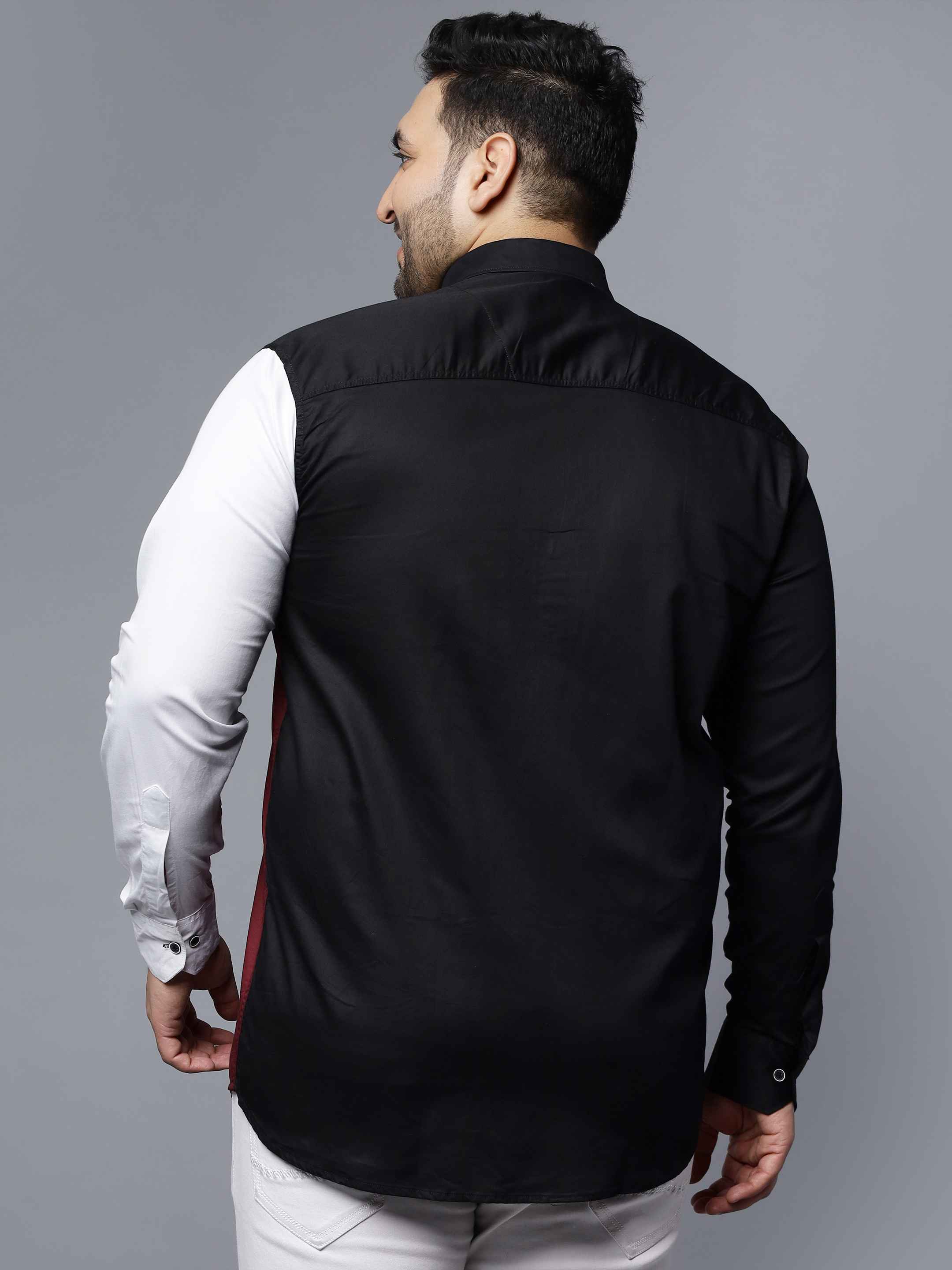 Black White Maroon Three Color Plus Size Shirt - Image 5