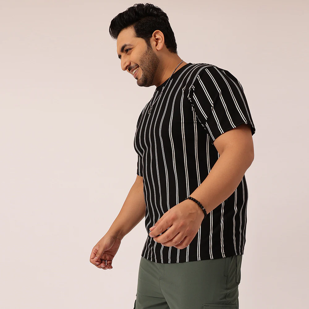 Black white Stripe Premium Round Neck T-shirt - Image 3