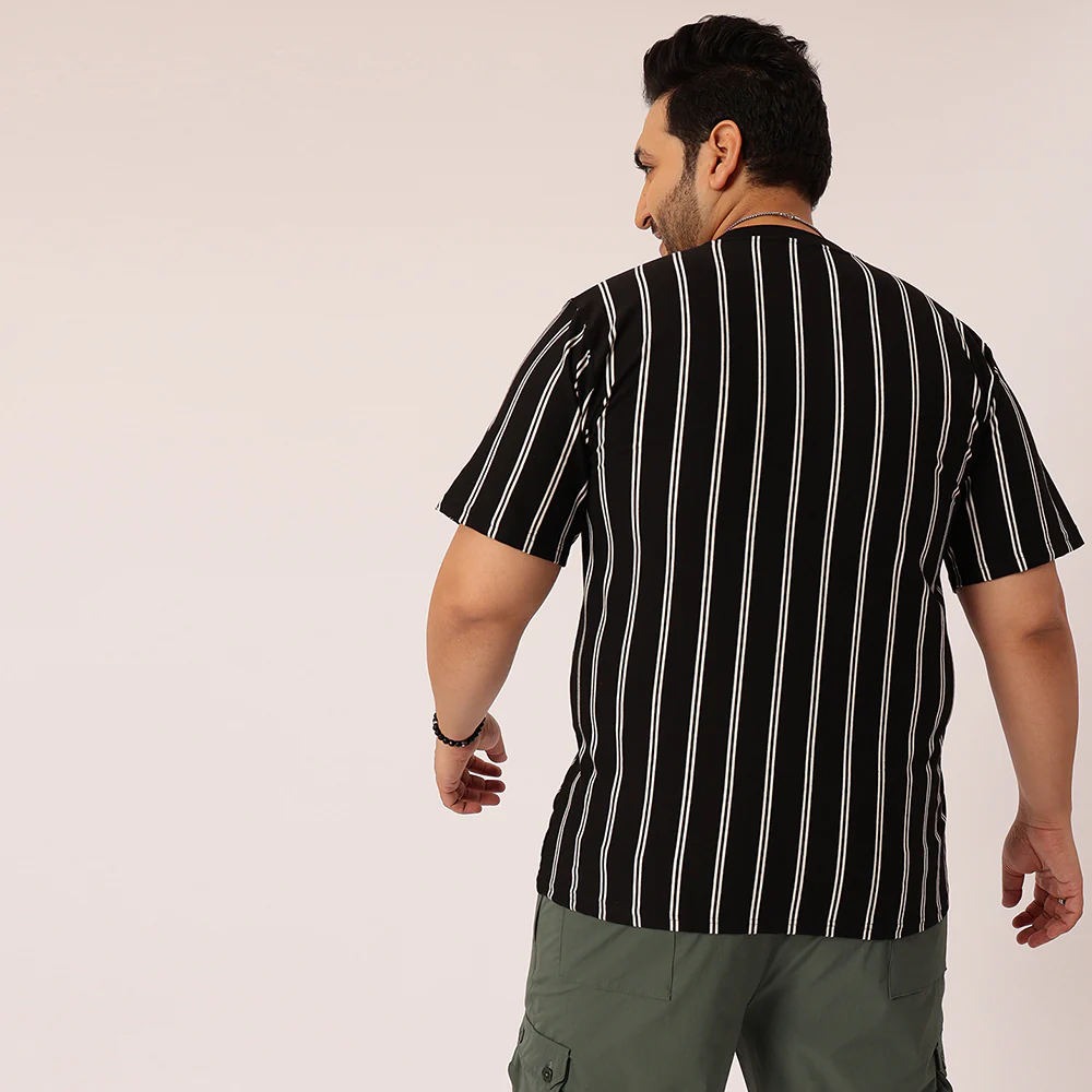 Black white Stripe Premium Round Neck T-shirt - Image 4