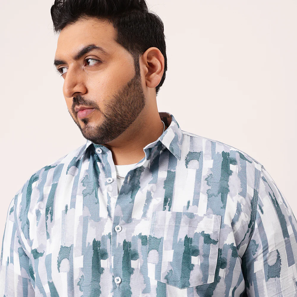 Blue Block Color Cotton Lee Shirt - Image 4