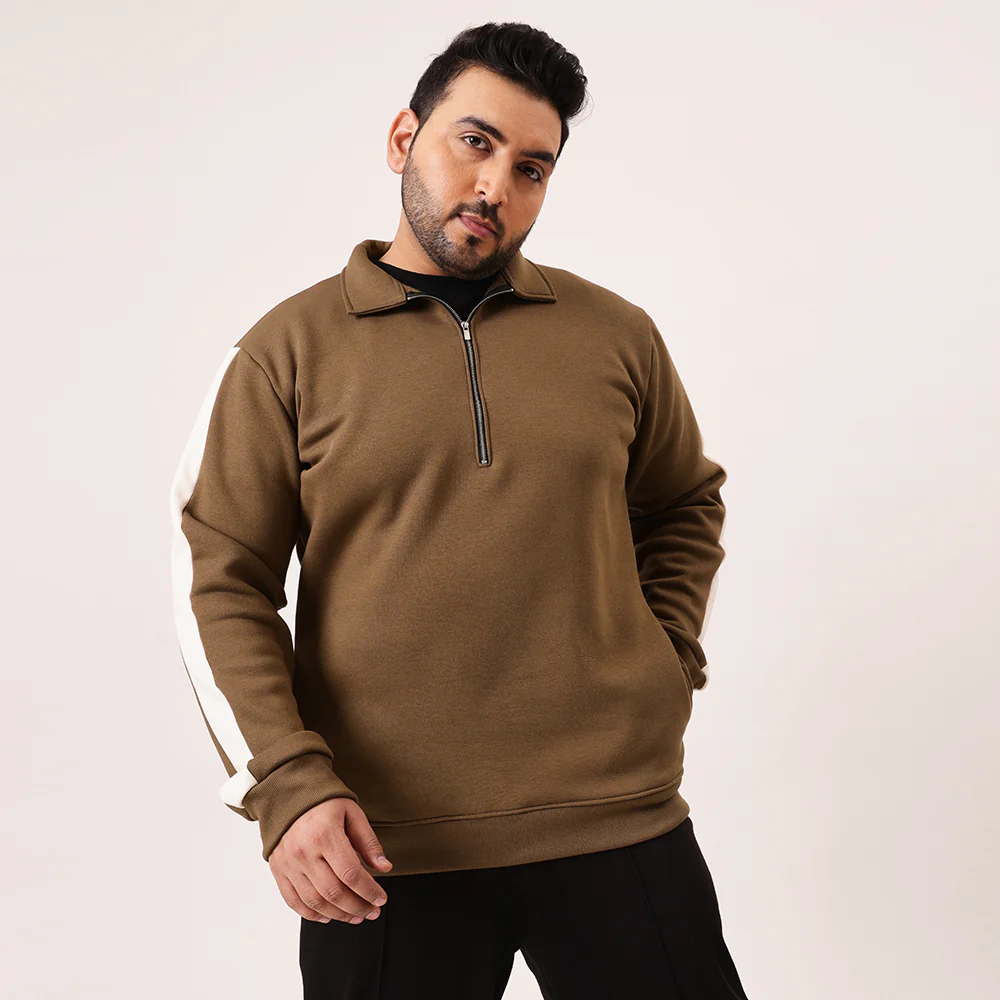 Brown Offwhite Zip Sweatshirt - Image 3
