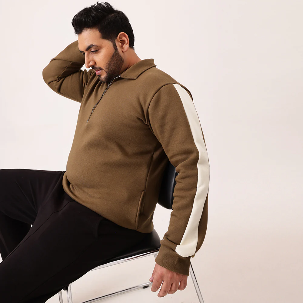 Brown Offwhite Zip Sweatshirt - Image 4