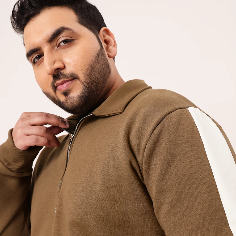 Brown Offwhite Zip Sweatshirt - Image 5