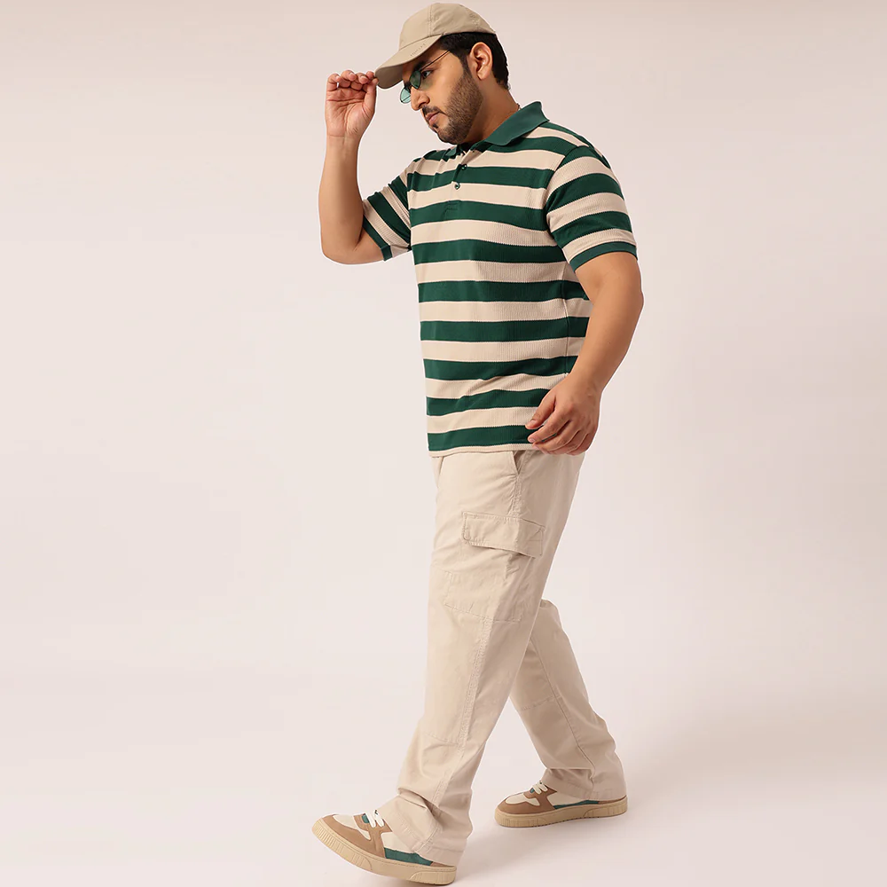 Green ButterCream Waffle Knitted Polo T-shirt - Image 4