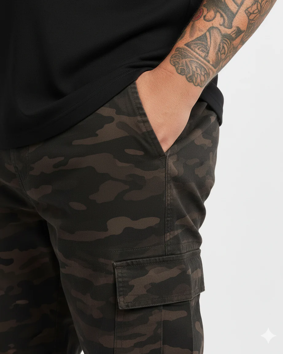 Camo Cotton Plus Size Cargos - Image 11