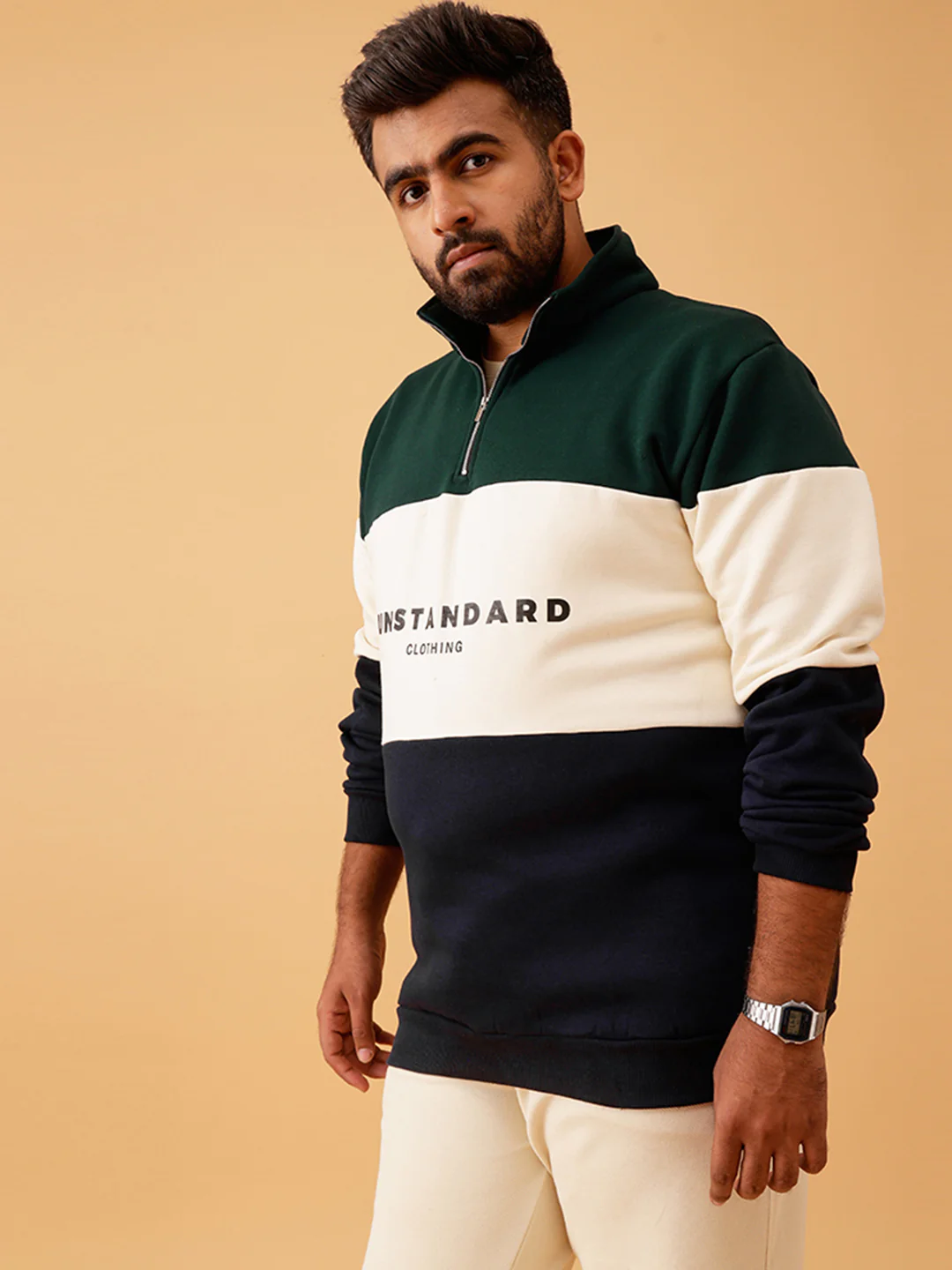 Colour Block Classic Quarter Zipper Sweatshirt - Image 4