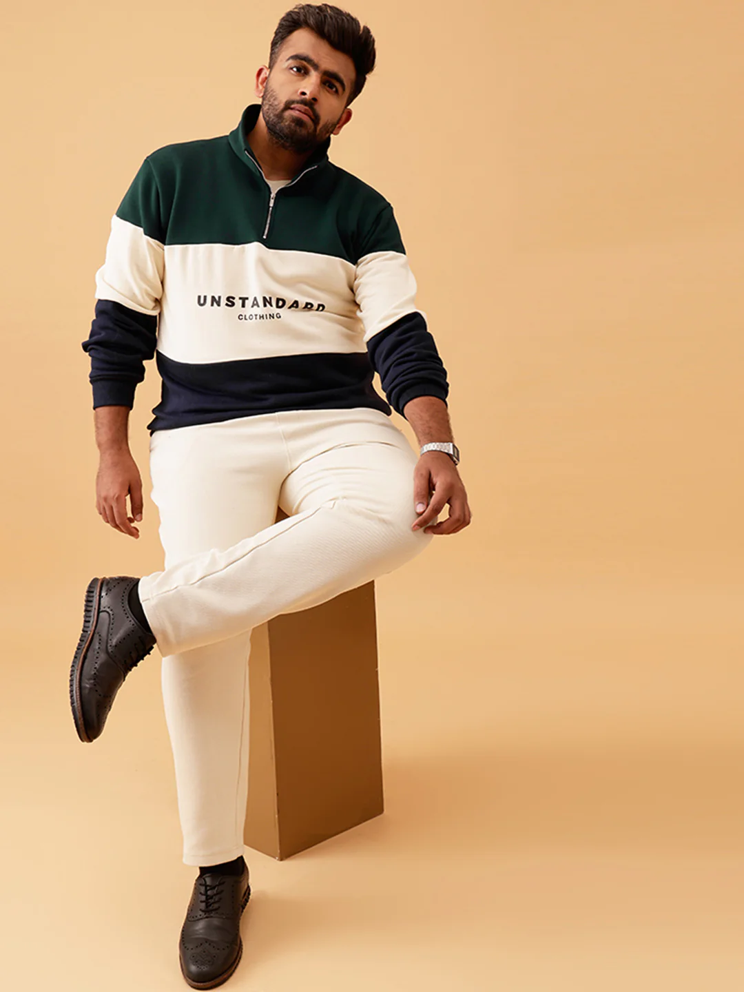 Colour Block Classic Quarter Zipper Sweatshirt - Image 5