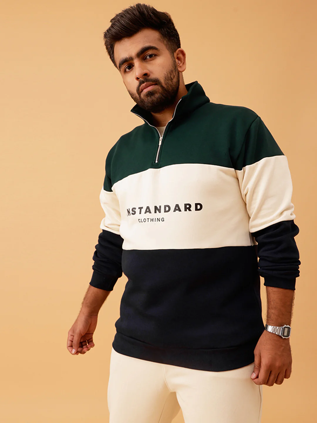 Colour Block Classic Quarter Zipper Sweatshirt - Image 9