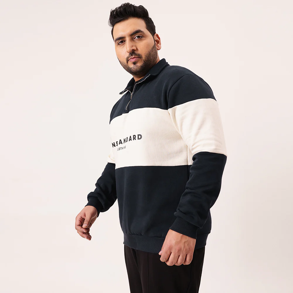 Colour Block Classic Quarter Zipper Sweatshirt - Image 12