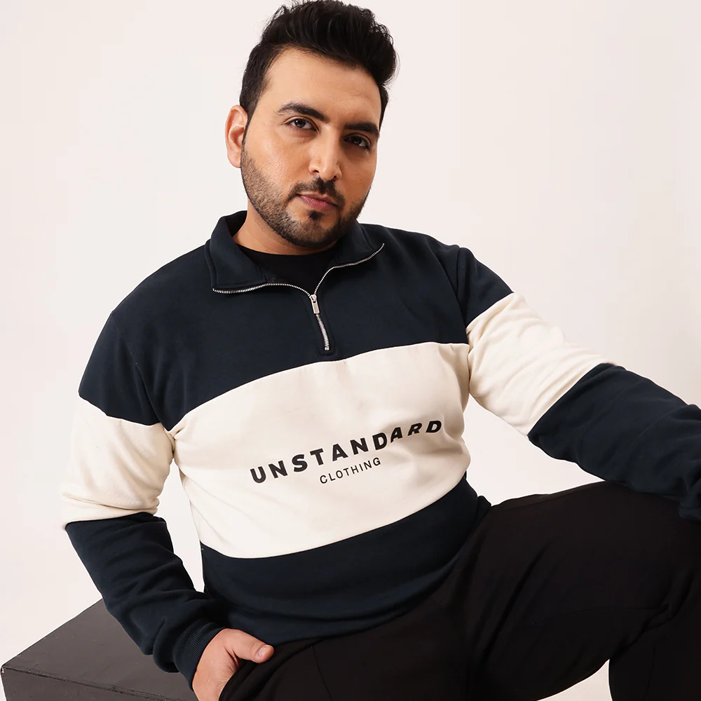 Colour Block Classic Quarter Zipper Sweatshirt - Image 15