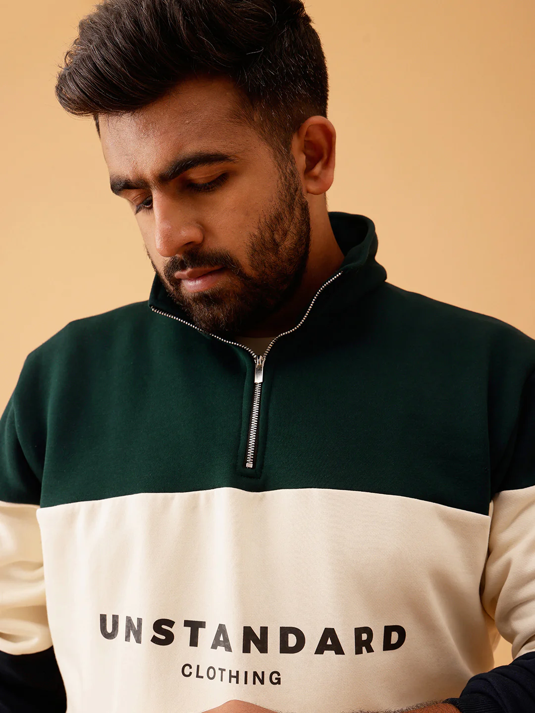 Colour Block Classic Quarter Zipper Sweatshirt - Image 3
