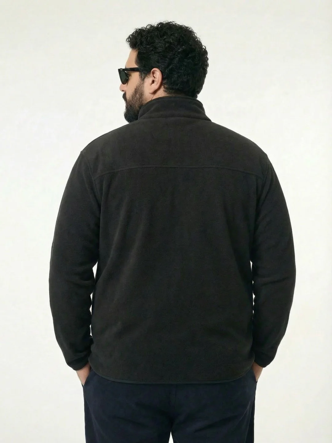 Colourblock Fleece Heavy Weight Plus Size Zipper Jacket - Image 6