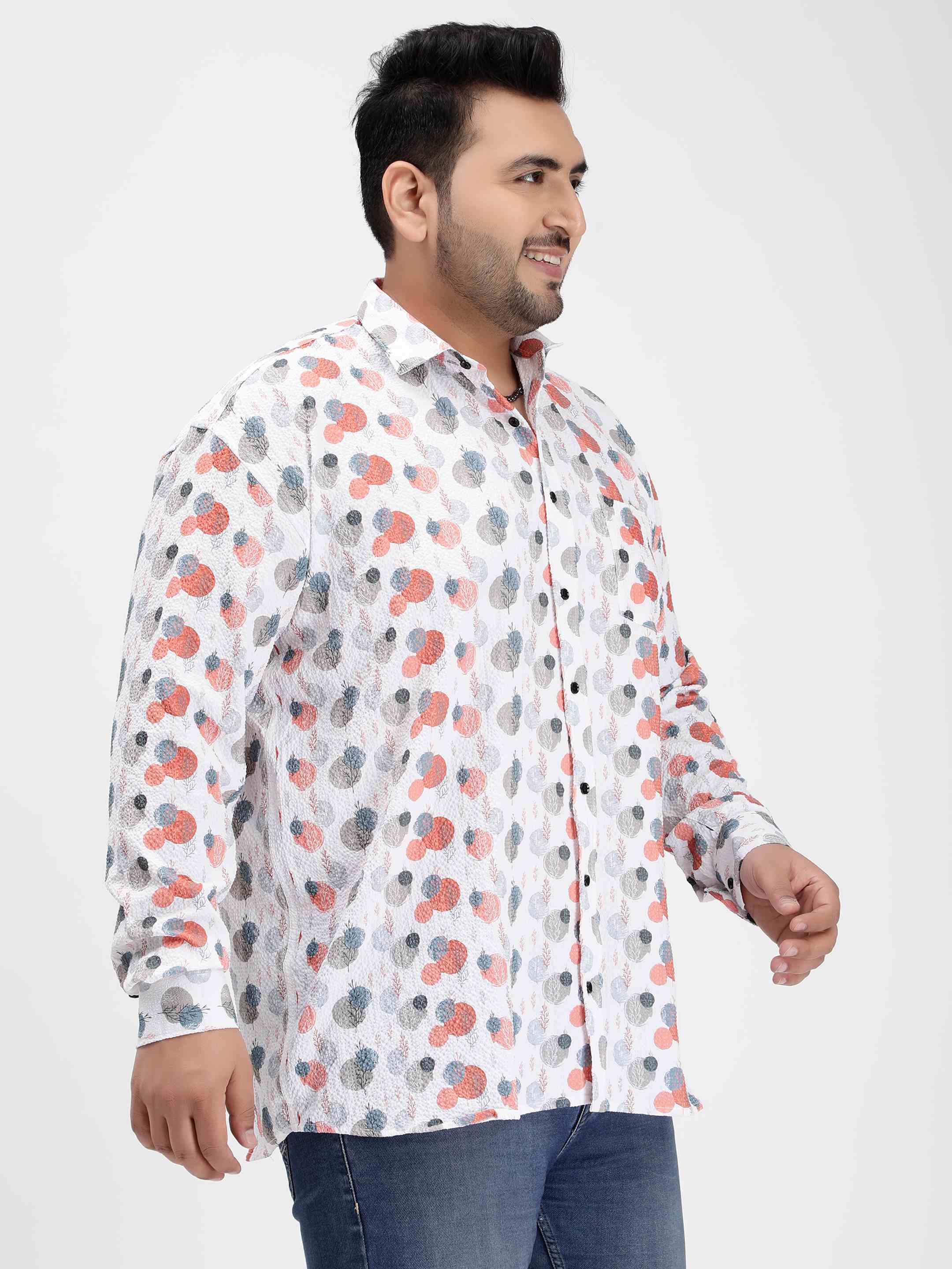 Coral Tree Shape Digital Print Textured Shirt - Image 6
