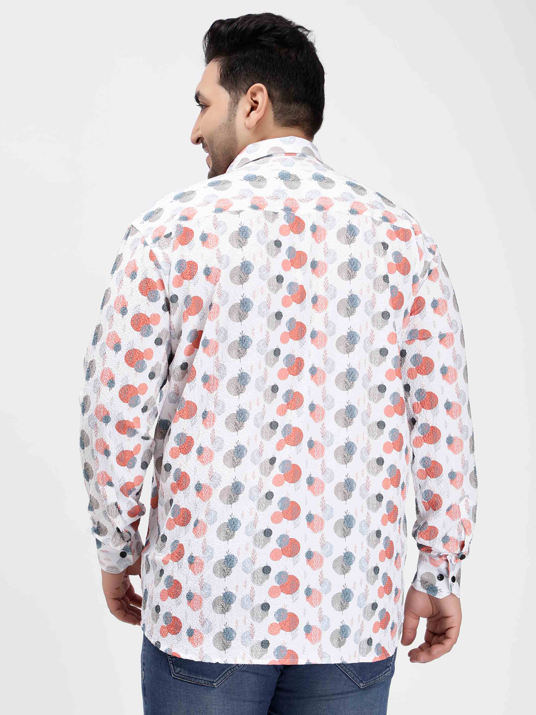 Coral Tree Shape Digital Print Textured Shirt - Image 7