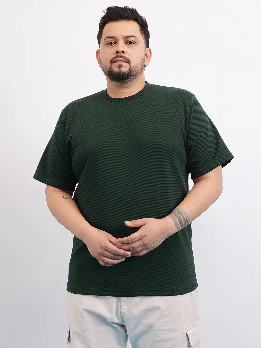 Cord Knit Textured Plus Size T-shirt