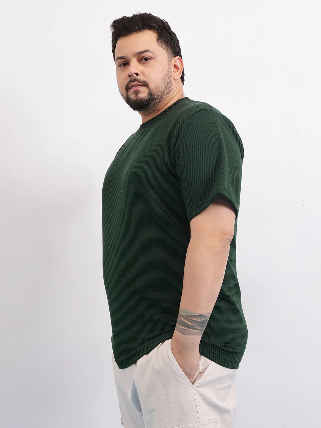 Cord Knit Textured Plus Size T-shirt - Image 4