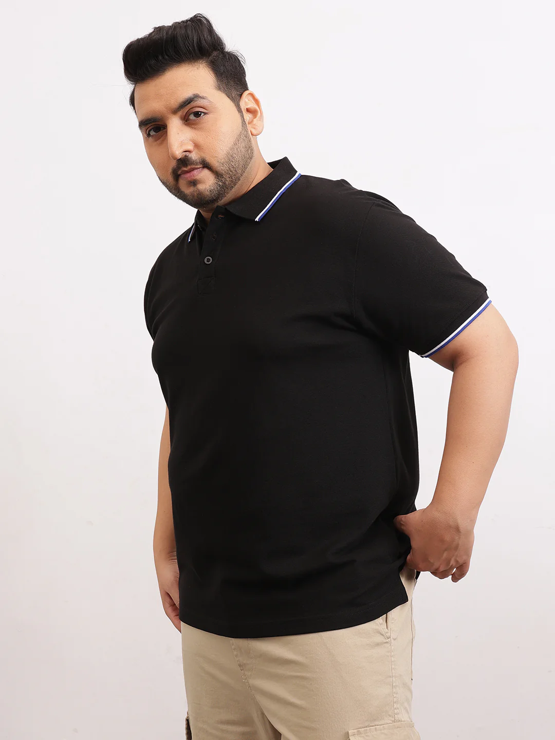 Cotton Tipping Plus size polo T-shirt - Image 11