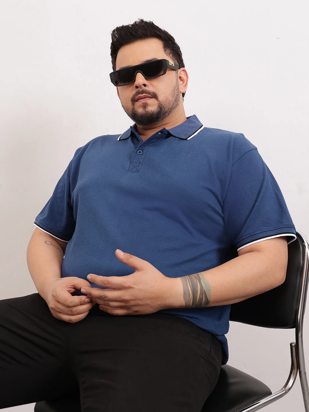 Cotton Tipping Plus size polo T-shirt - Image 14
