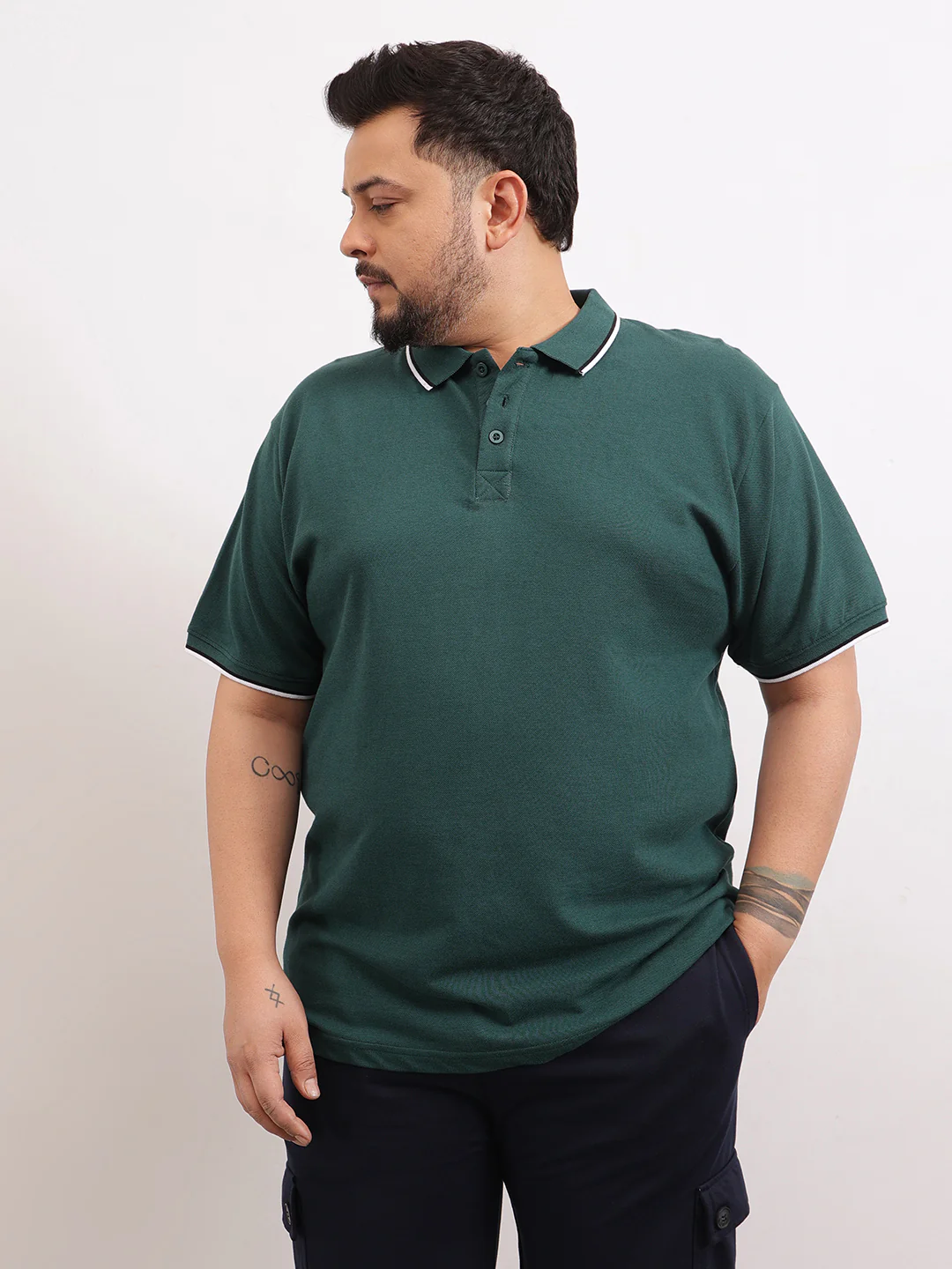 Cotton Tipping Plus size polo T-shirt - Image 2