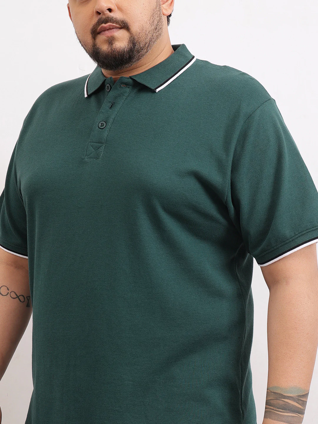 Cotton Tipping Plus size polo T-shirt - Image 3
