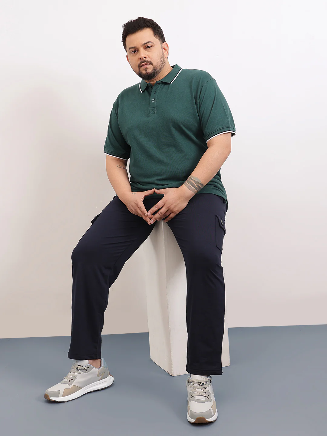 Cotton Tipping Plus size polo T-shirt - Image 4