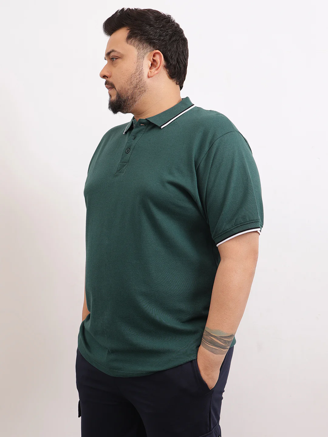 Cotton Tipping Plus size polo T-shirt - Image 5