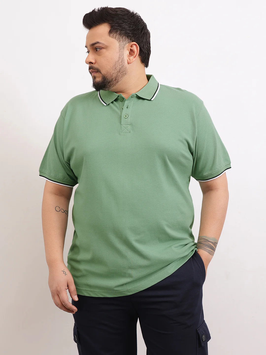 Cotton Tipping Plus size polo T-shirt - Image 23