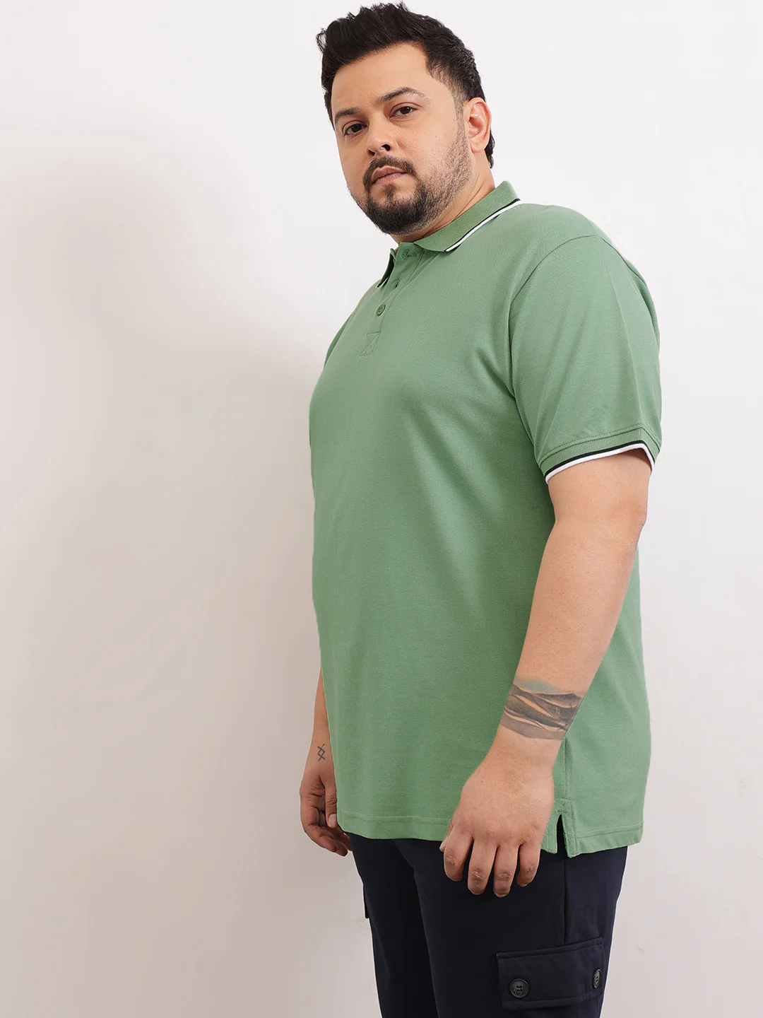 Cotton Tipping Plus size polo T-shirt - Image 22